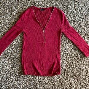 Express Red Long Sleeve Zippered Top